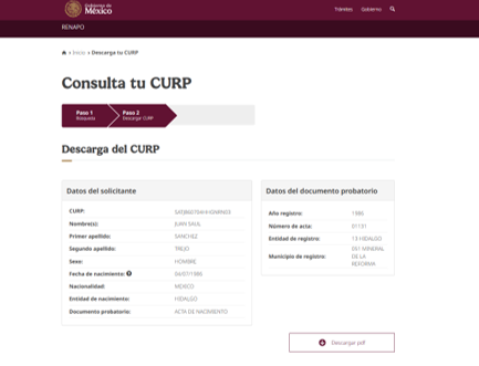 Captura CURP