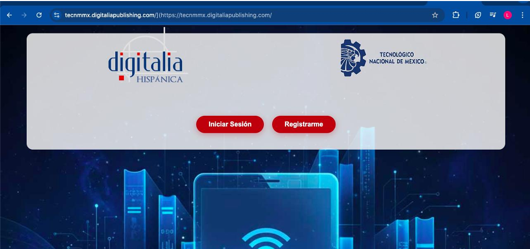 Pantalla inicial de la Biblioteca Virtual