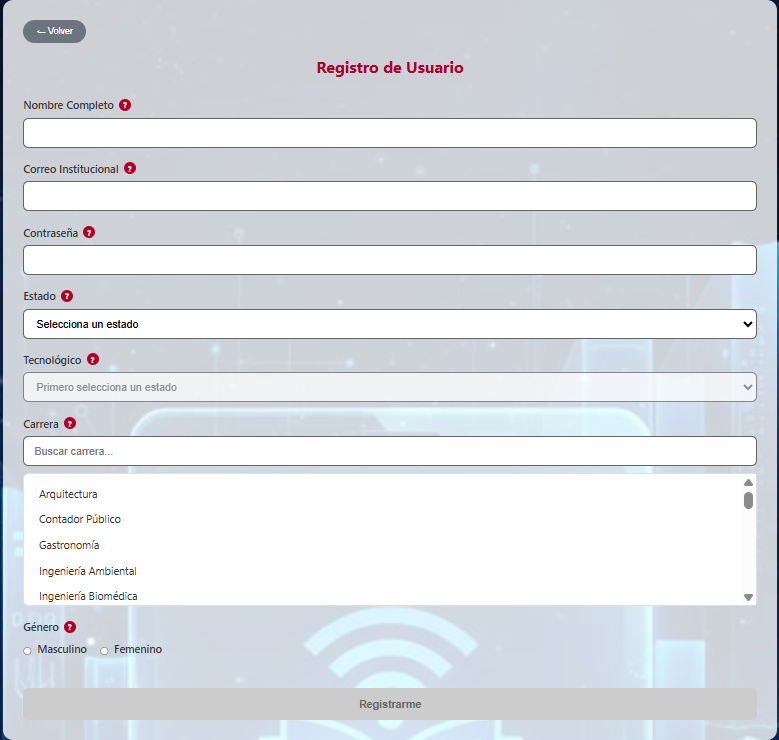 Formulario de Registro de Usuario